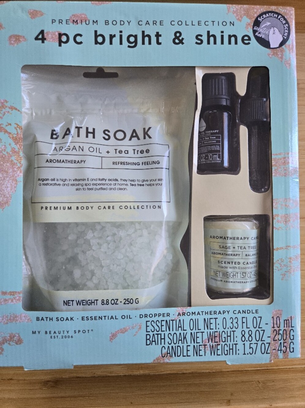 Bright & Shine Argan Oil + Tea Tree Bath Soak Set – White